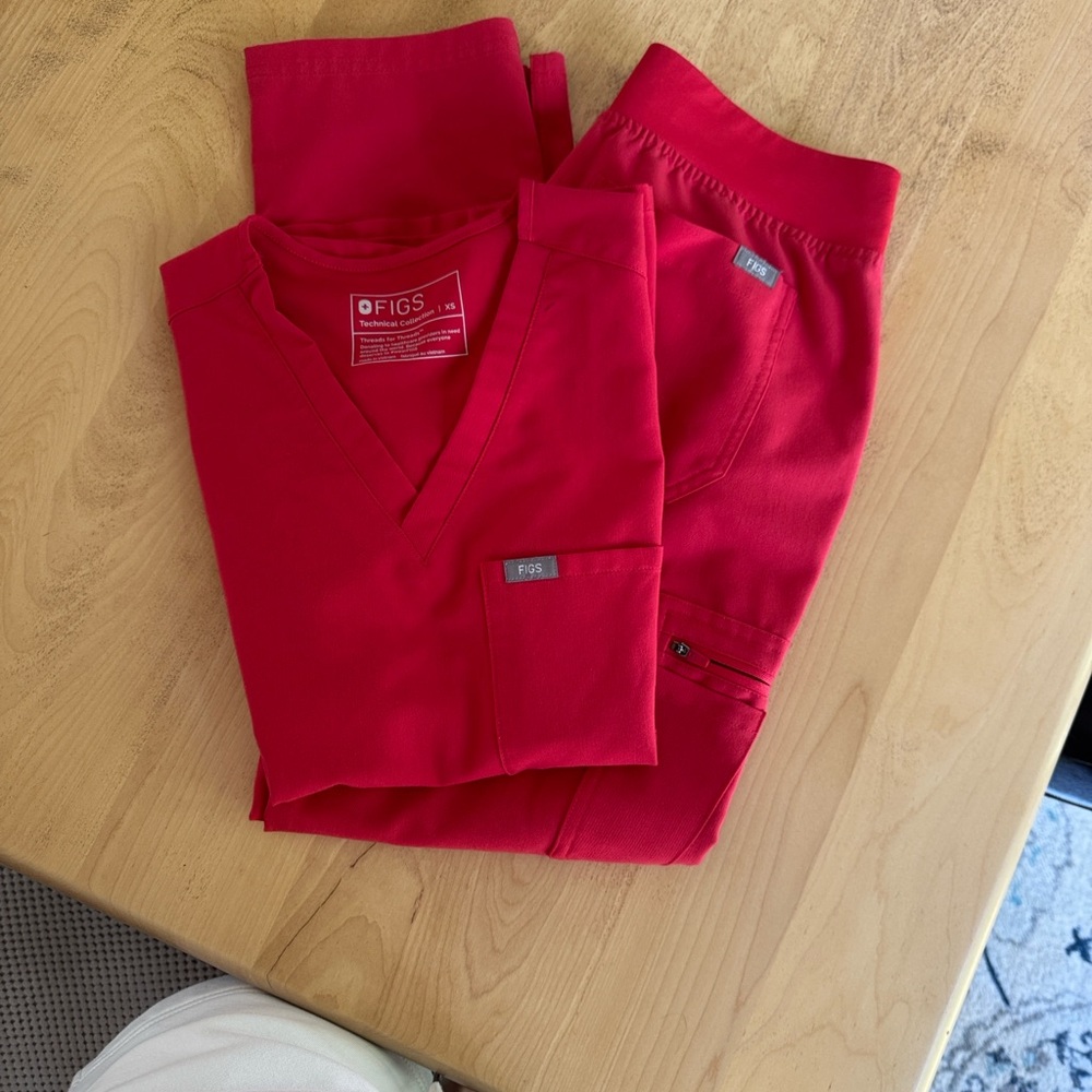 RARE Neon Red FIGS Scrub Set